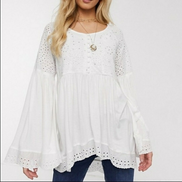FREE People Sea Of Love eyelet tunic top sz. XS - Picture 2 of 13
